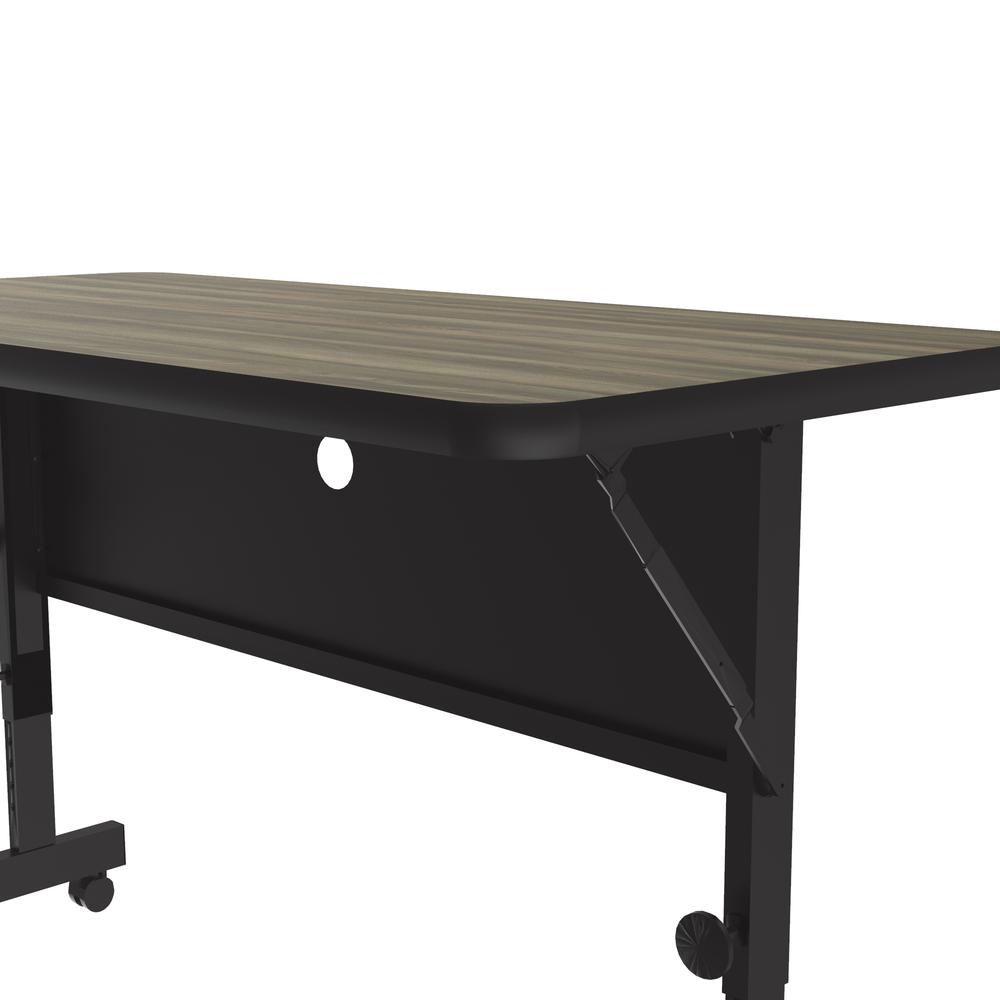 Deluxe High Pressure Top Flip Top Table 24x48", RECTANGULAR COLONIAL HICKORY, BLACK. Picture 2