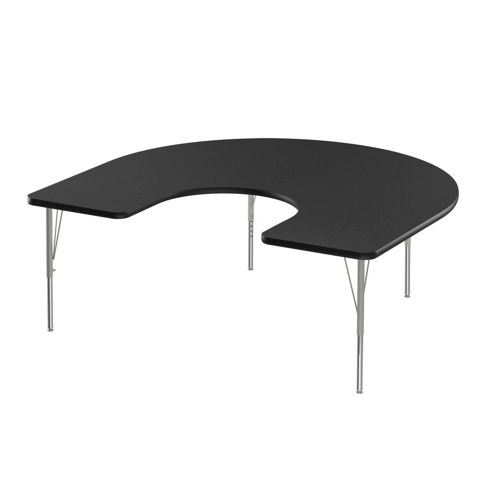 Deluxe High-Pressure Top Activity Tables, 60x66" HORSESHOE, BLACK GRANITE SILVER MIST. Picture 1