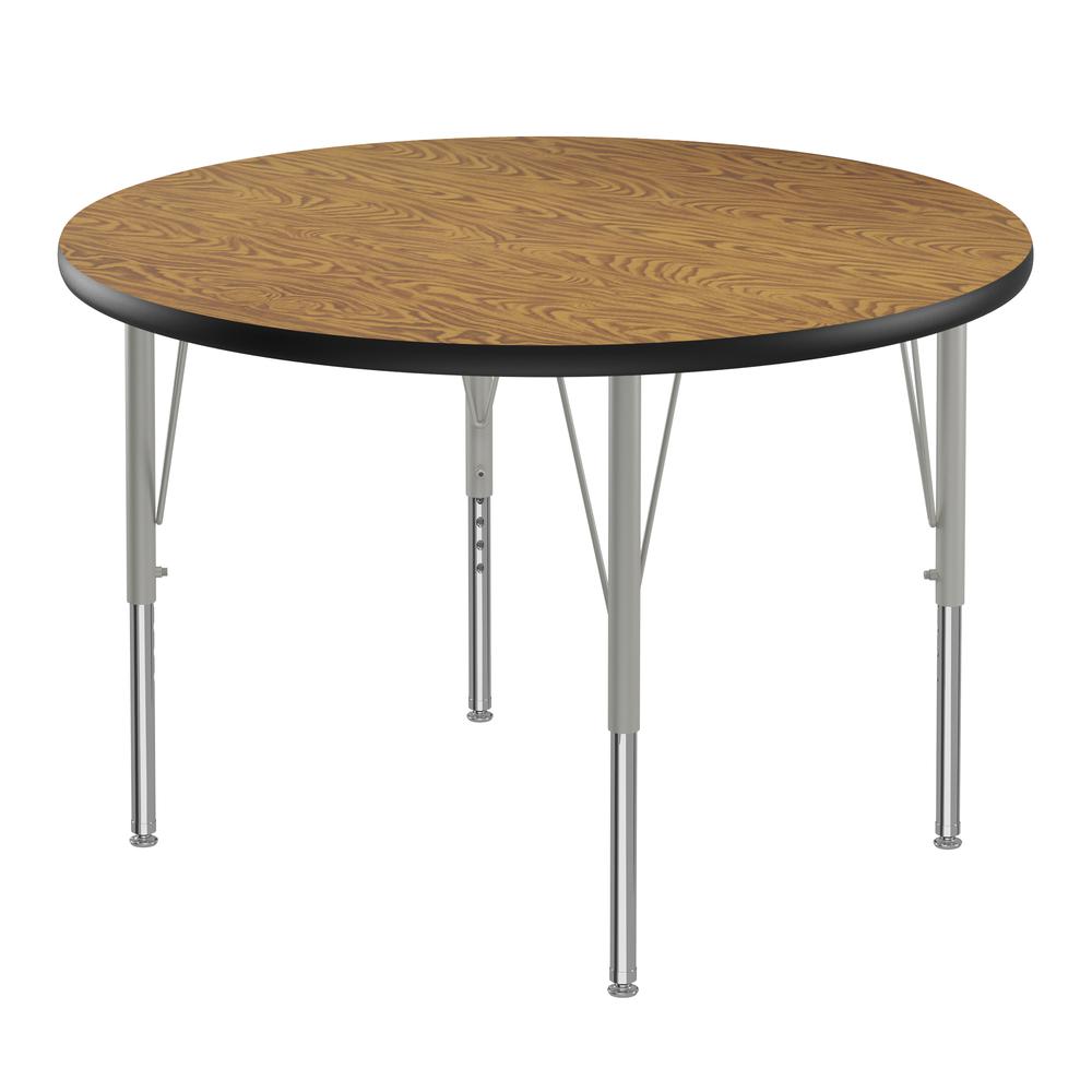 Deluxe High-Pressure Top Activity Tables 36x36", ROUND MEDIUM OAK SILVER MIST. Picture 1