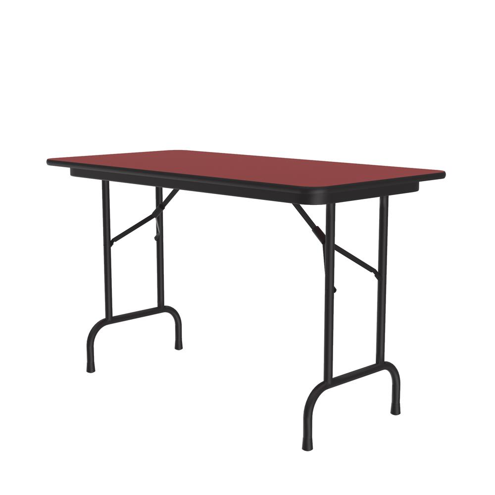 Deluxe High Pressure Top Folding Table, 24x48", RECTANGULAR, RED, BLACK. Picture 1