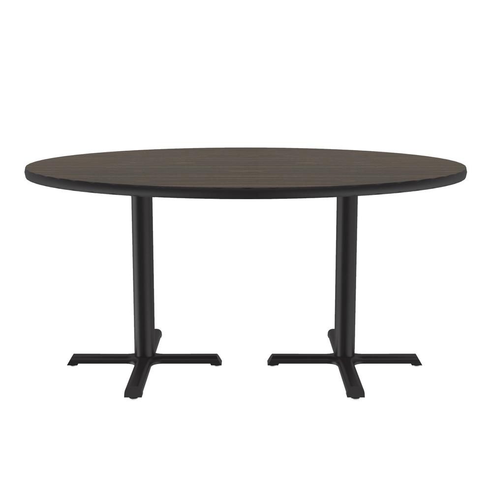 Table Height Deluxe High-Pressure Café and Breakroom Table, 60x60" ROUND WALNUT, BLACK. Picture 6