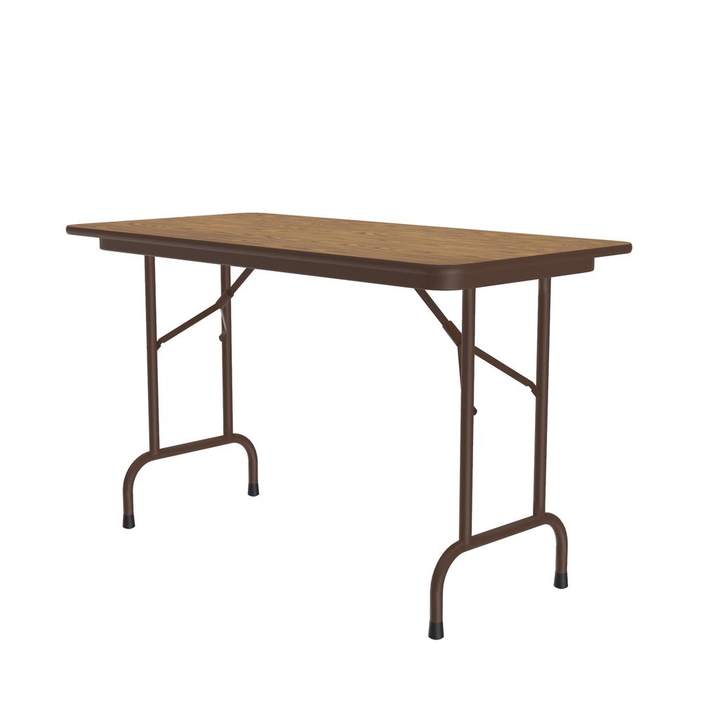 Deluxe High Pressure Top Folding Table, 24x48" RECTANGULAR MED OAK, BROWN. Picture 7