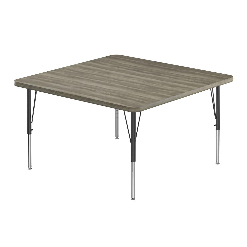 Deluxe High-Pressure Top Activity Tables, 48x48" SQUARE NEW ENGLAND DRIFTWOOD, BLACK/CHROME. Picture 3