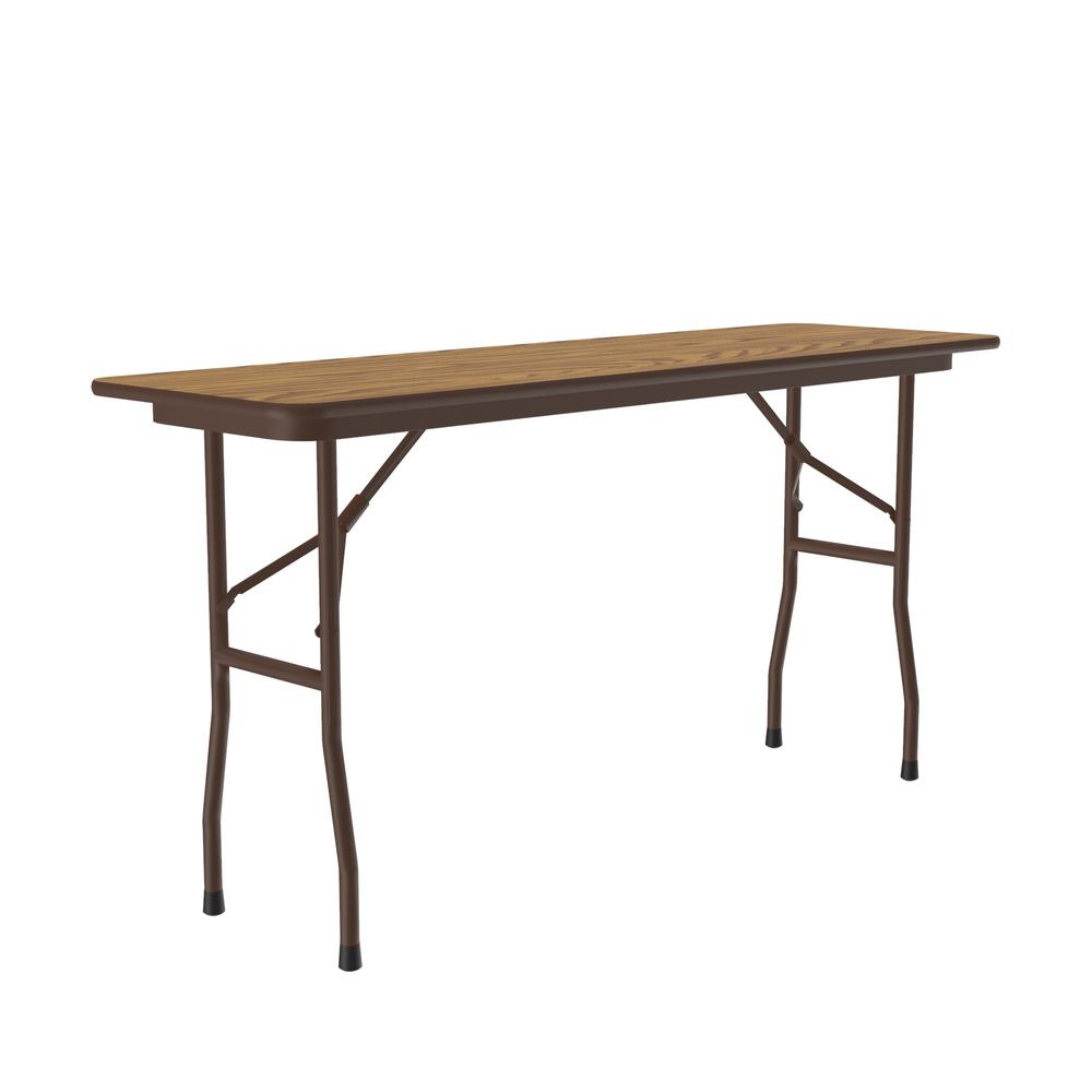 Deluxe High Pressure Top Folding Table, 18x72", RECTANGULAR, MED OAK, BROWN. Picture 1