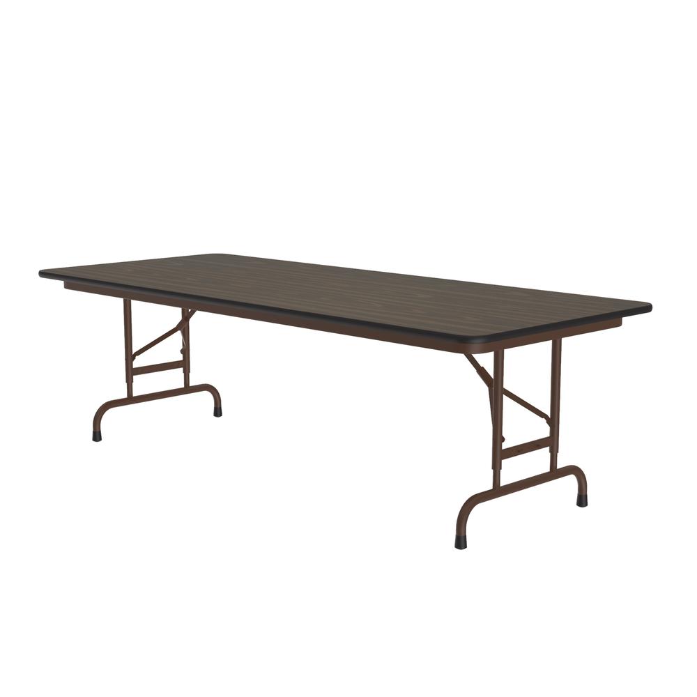 Adjustable Height Econoline Melamine Top Folding Table 30x60", RECTANGULAR, WALNUT, BROWN. Picture 1