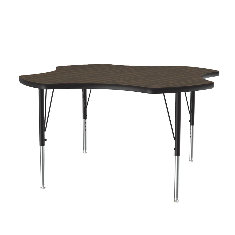 Deluxe High-Pressure Top Activity Tables, 48x48", CLOVER, WALNUT, BLACK/CHROME. Picture 4