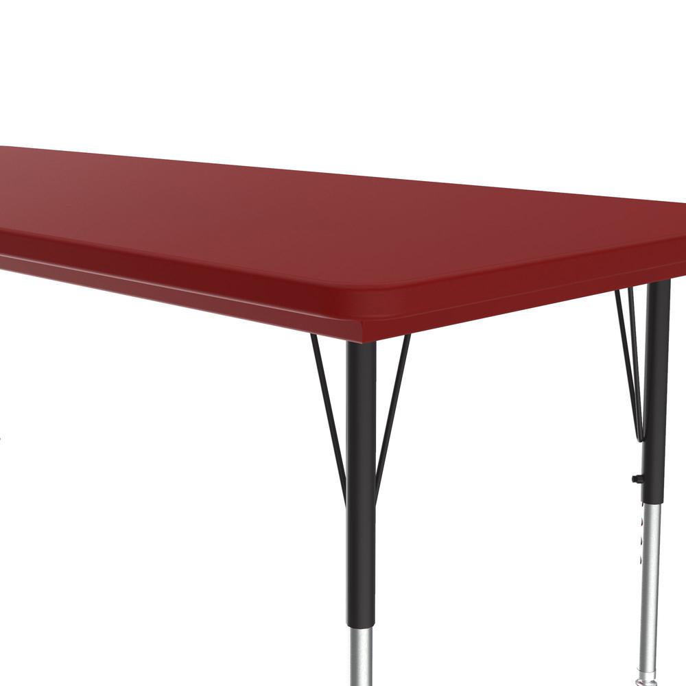 Commercial Blow-Molded Plastic Top Activity Tables 30x72", RECTANGULAR, RED BLACK/CHROME. Picture 2
