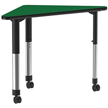Deluxe High Pressure Collaborative Desk with Casters, 41x23", WING, GREEN, BLACK/CHROME. Picture 1