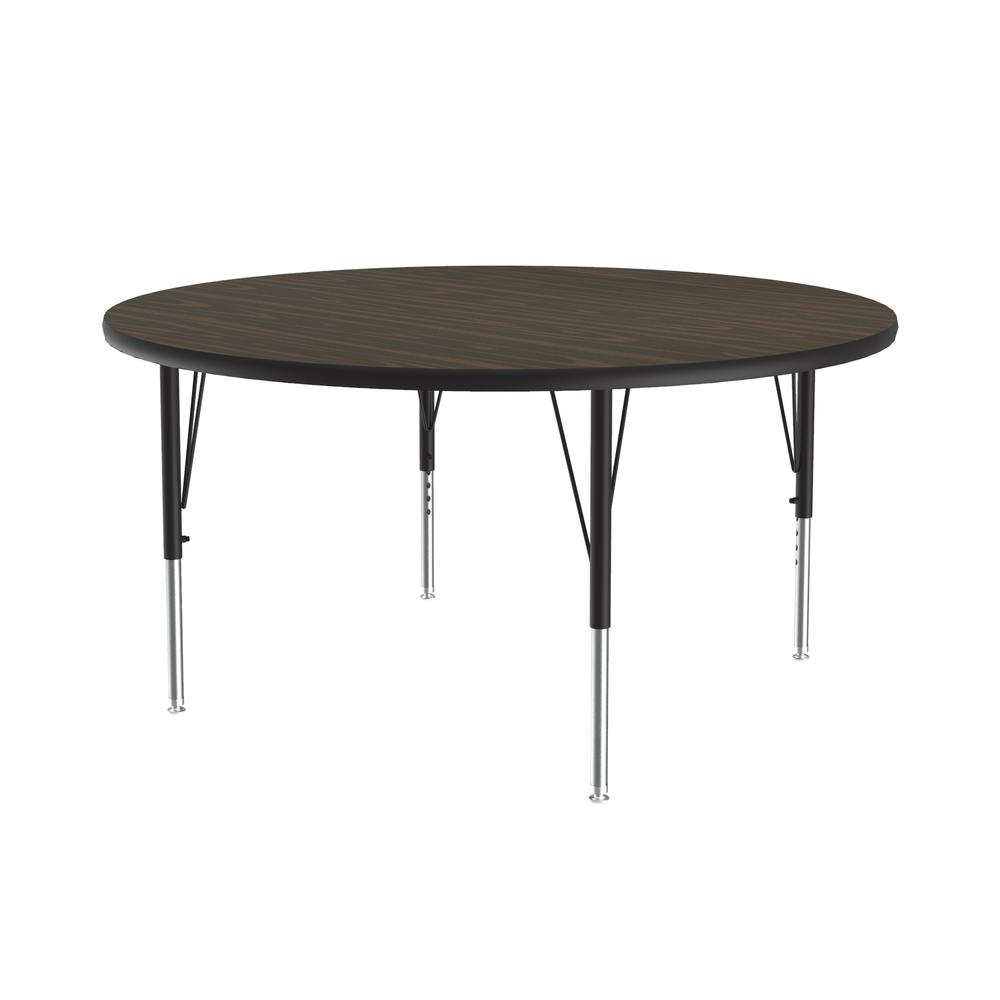 Deluxe High-Pressure Top Activity Tables 48x48", ROUND, WALNUT, BLACK/CHROME. Picture 1