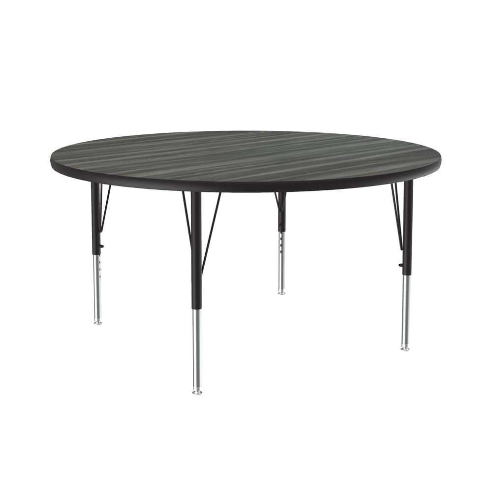Deluxe High-Pressure Top Activity Tables, 48x48", ROUND, NEW ENGLAND DRIFTWOOD, BLACK/CHROME. Picture 4