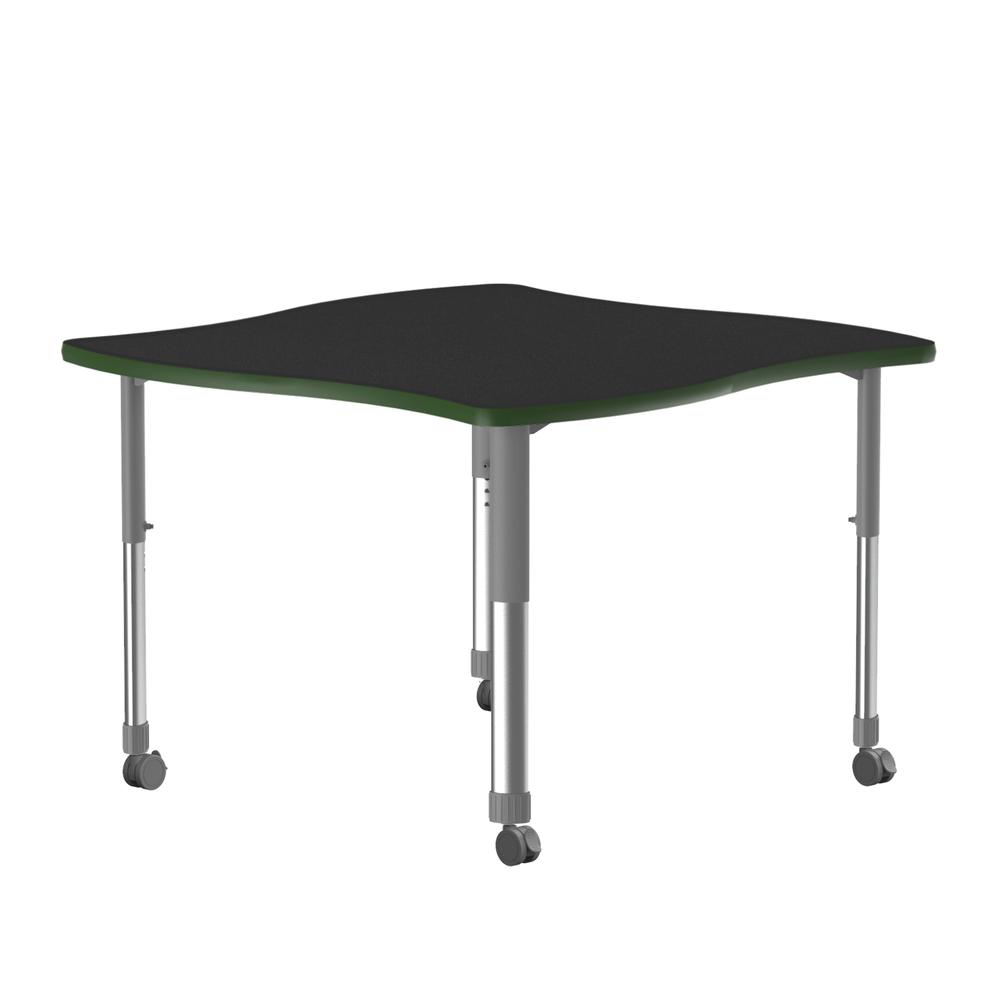 Commercial Lamiante Top Collaborative Desk with Casters 42x42", SWERVE BLACK GRANITE GRAY/CHROME. Picture 6