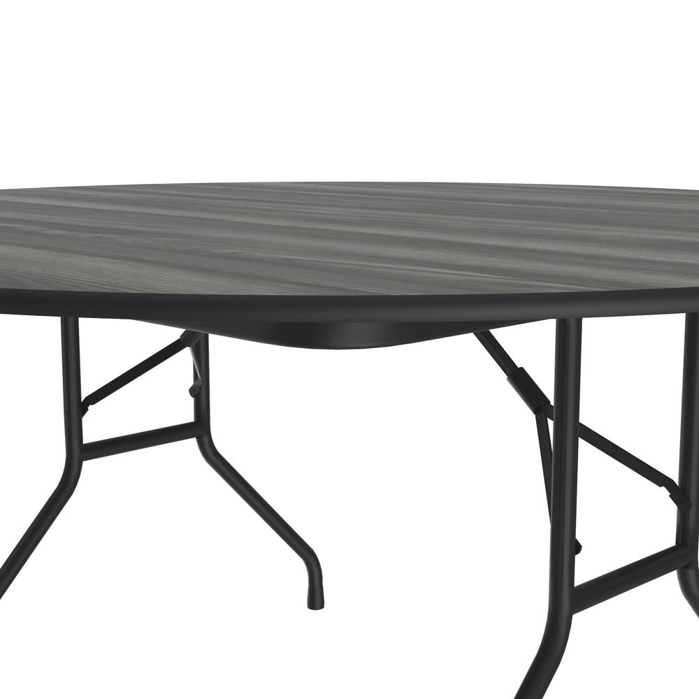 Deluxe High Pressure Top Folding Table 60x60", ROUND, NEW ENGLAND DRIFTWOOD, BLACK. Picture 4