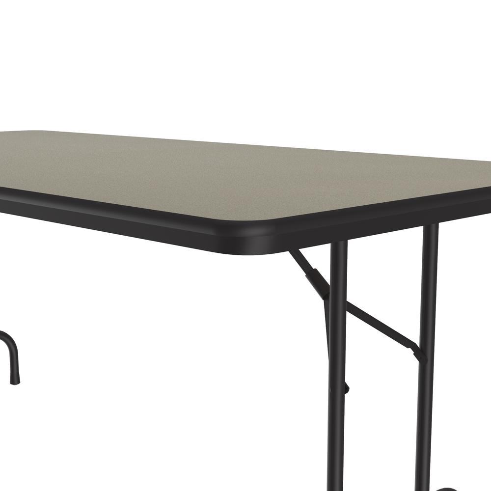 Deluxe High Pressure Top Folding Table, 36x72" RECTANGULAR SAVANNAH SAND, BLACK. Picture 6