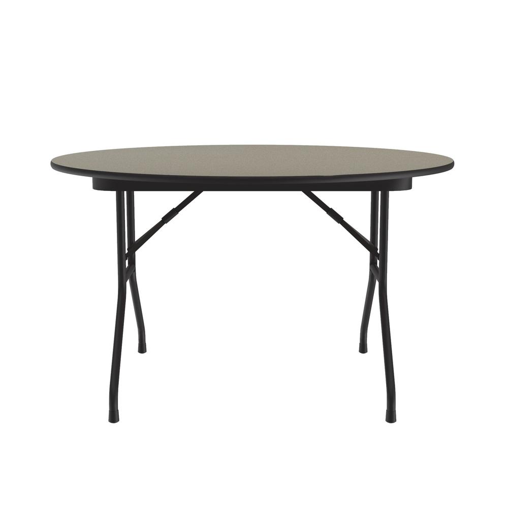 Deluxe High Pressure Top Folding Table, 48x48" ROUND SAVANNAH SAND BLACK. Picture 1