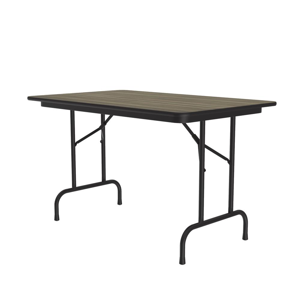 Deluxe High Pressure Top Folding Table, 30x48", RECTANGULAR COLONIAL HICKORY BLACK. Picture 1