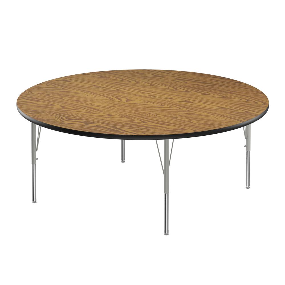 Deluxe High-Pressure Top Activity Tables, 60x60", ROUND MEDIUM OAK SILVER MIST. Picture 2