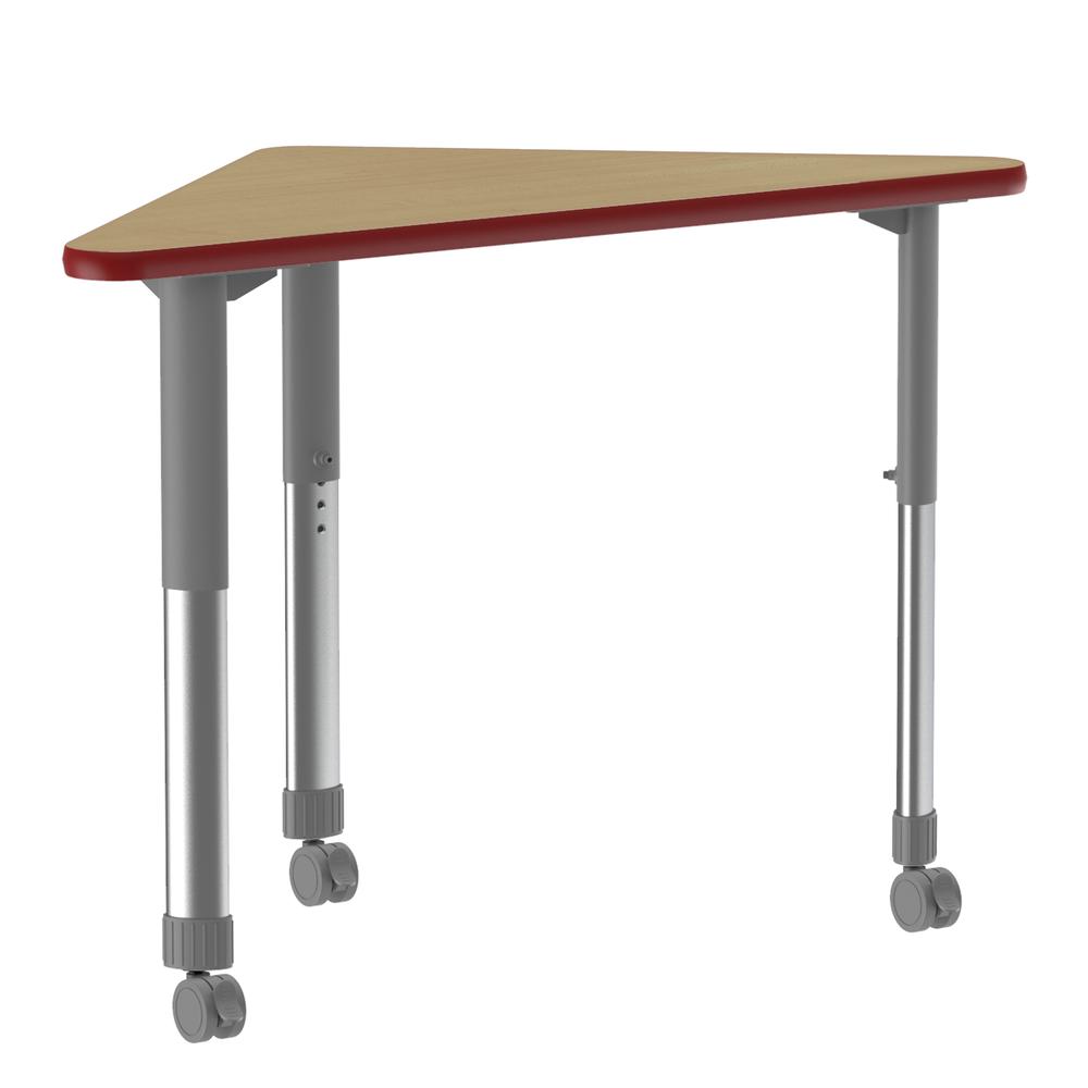 Deluxe High Pressure Collaborative Desk with Casters 41x23" WING FUSION MAPLE, GRAY/CHROME. Picture 1