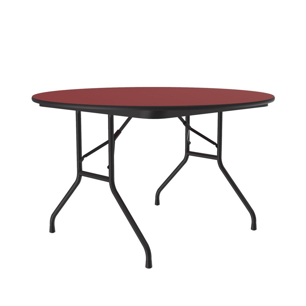 Deluxe High Pressure Top Folding Table 48x48" ROUND, RED, BLACK. Picture 6