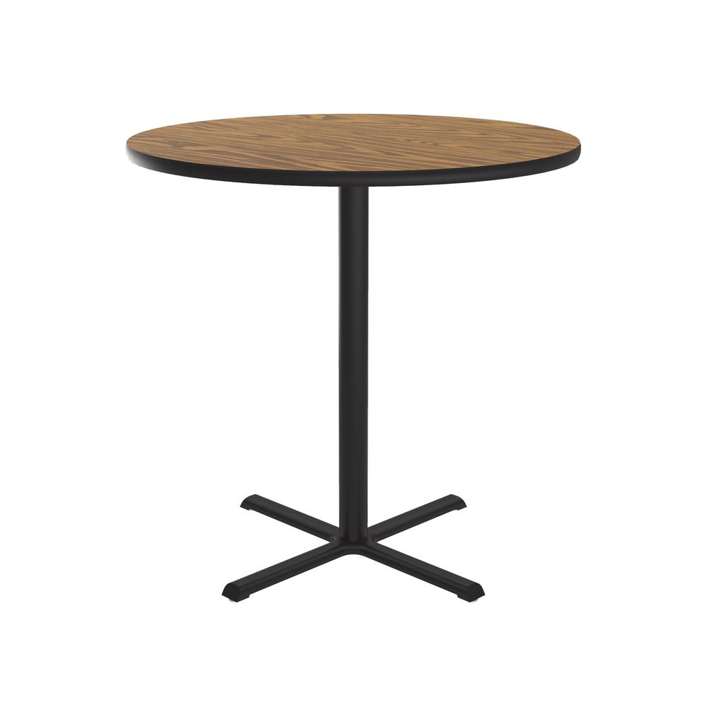 Bar Stool/Standing Height Deluxe High-Pressure Café and Breakroom Table 36x36" ROUND MEDIUM OAK, BLACK. Picture 1