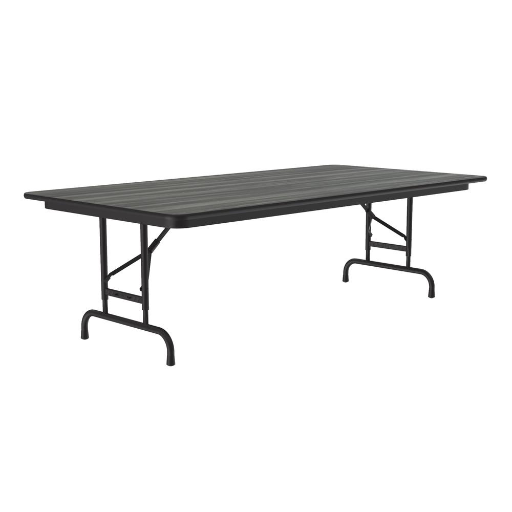 Adjustable Height High Pressure Top Folding Table 36x96", RECTANGULAR, NEW ENGLAND DRIFTWOOD, BLACK. Picture 8