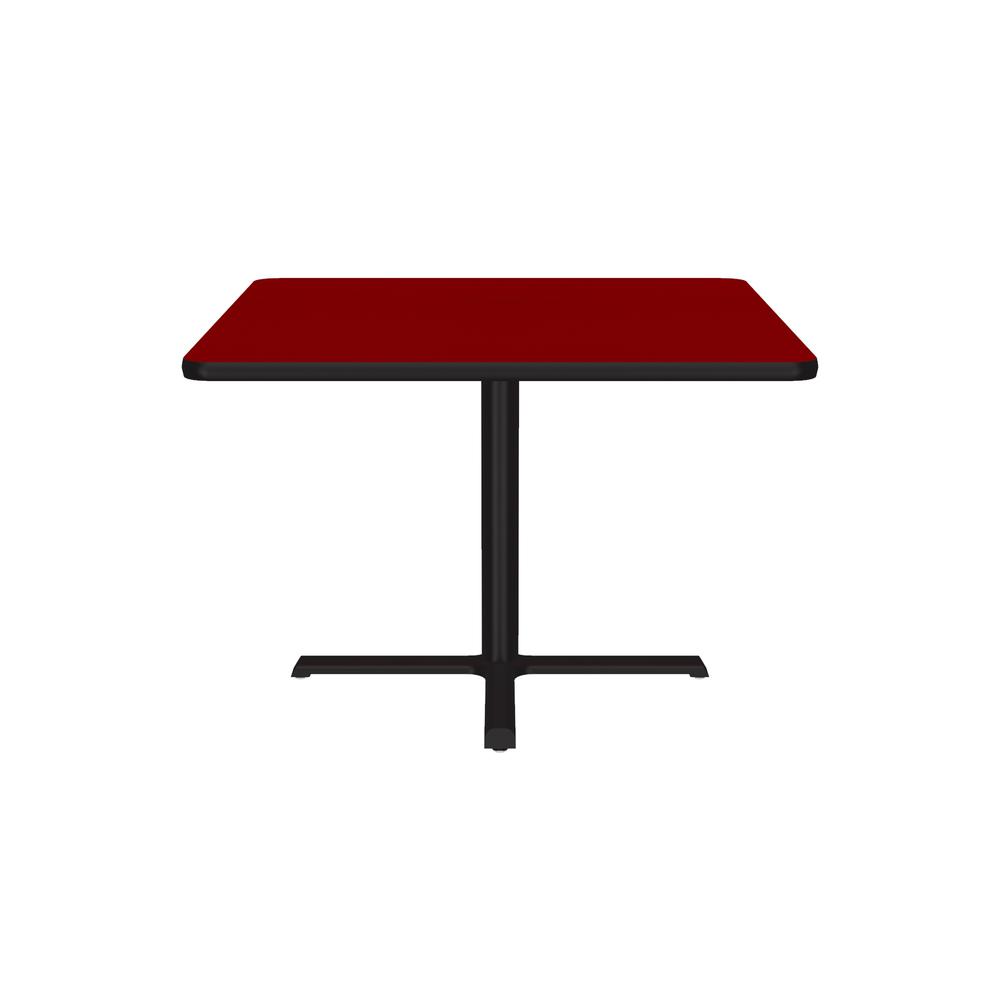 Table Height Deluxe High-Pressure Café and Breakroom Table 42x42" SQUARE RED, BLACK. Picture 3