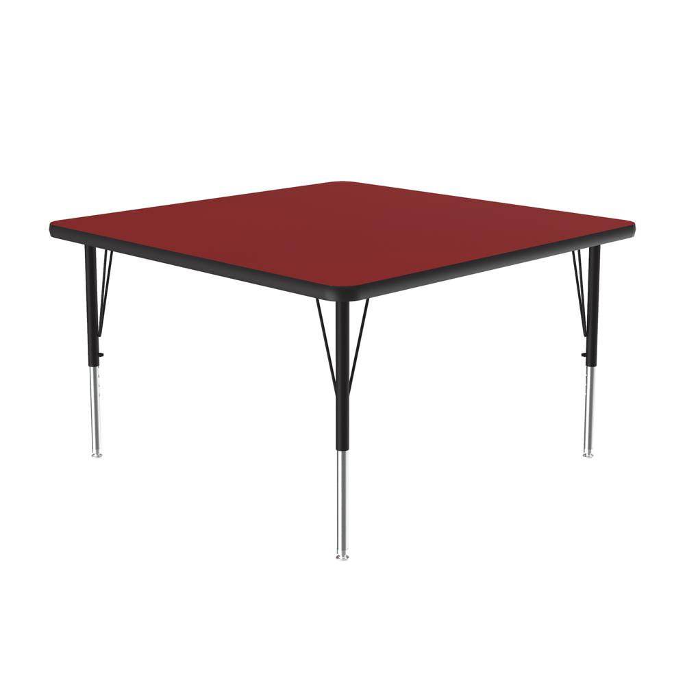 Deluxe High-Pressure Top Activity Tables, 42x42" SQUARE, RED BLACK/CHROME. Picture 1