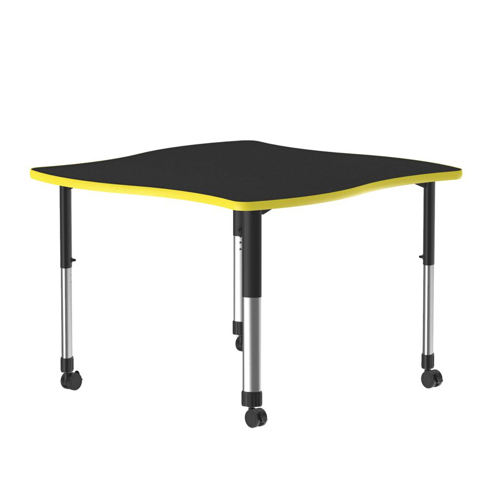Commercial Lamiante Top Collaborative Desk with Casters 42x42", SWERVE, BLACK GRANITE BLACK/CHROME. Picture 7
