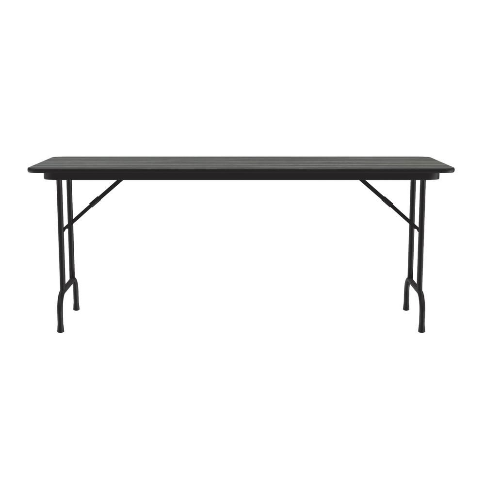 Deluxe High Pressure Top Folding Table 24x72", RECTANGULAR NEW ENGLAND DRIFTWOOD, BLACK. Picture 6