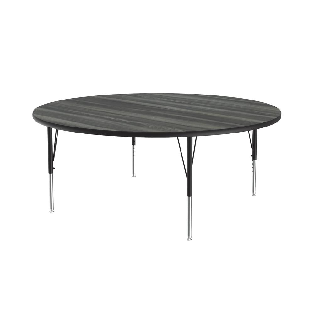 Deluxe High-Pressure Top Activity Tables, 60x60" ROUND, NEW ENGLAND DRIFTWOOD BLACK/CHROME. Picture 3