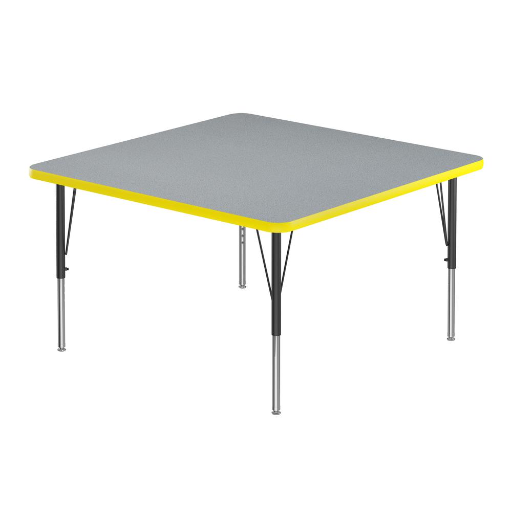 Commercial Laminate Top Activity Tables, 48x48", SQUARE, GRAY GRANITE, BLACK. Picture 1