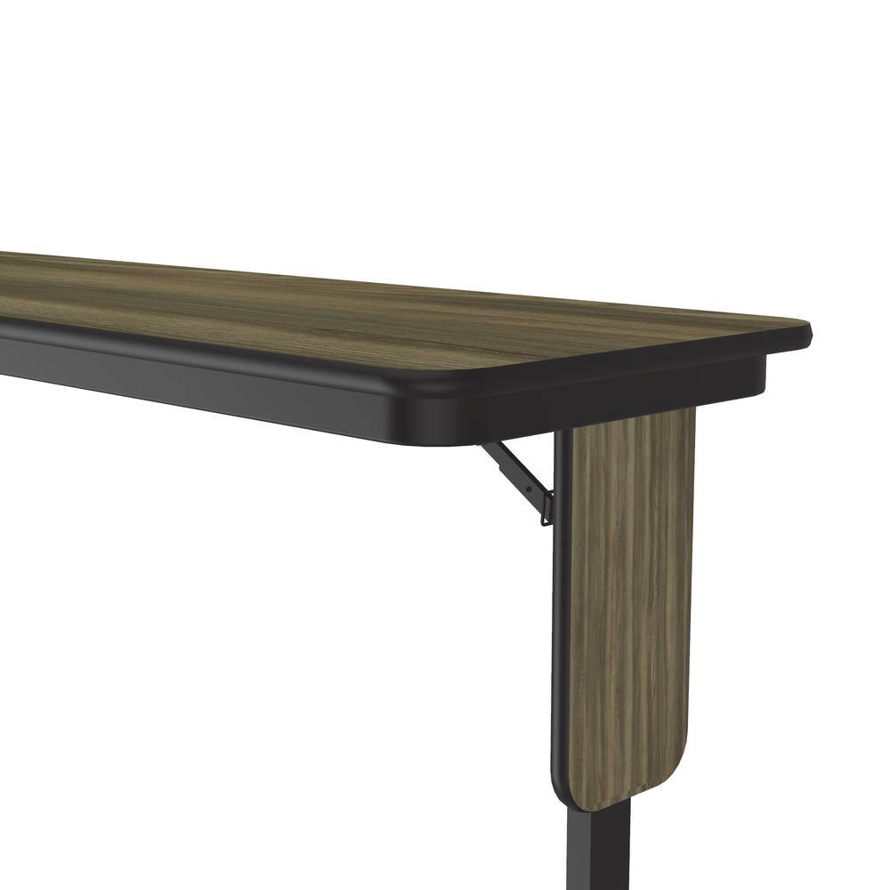 Deluxe High-Pressure Folding Seminar Table with Panel Leg 18x96", RECTANGULAR, COLONIAL HICKORY BLACK. Picture 3