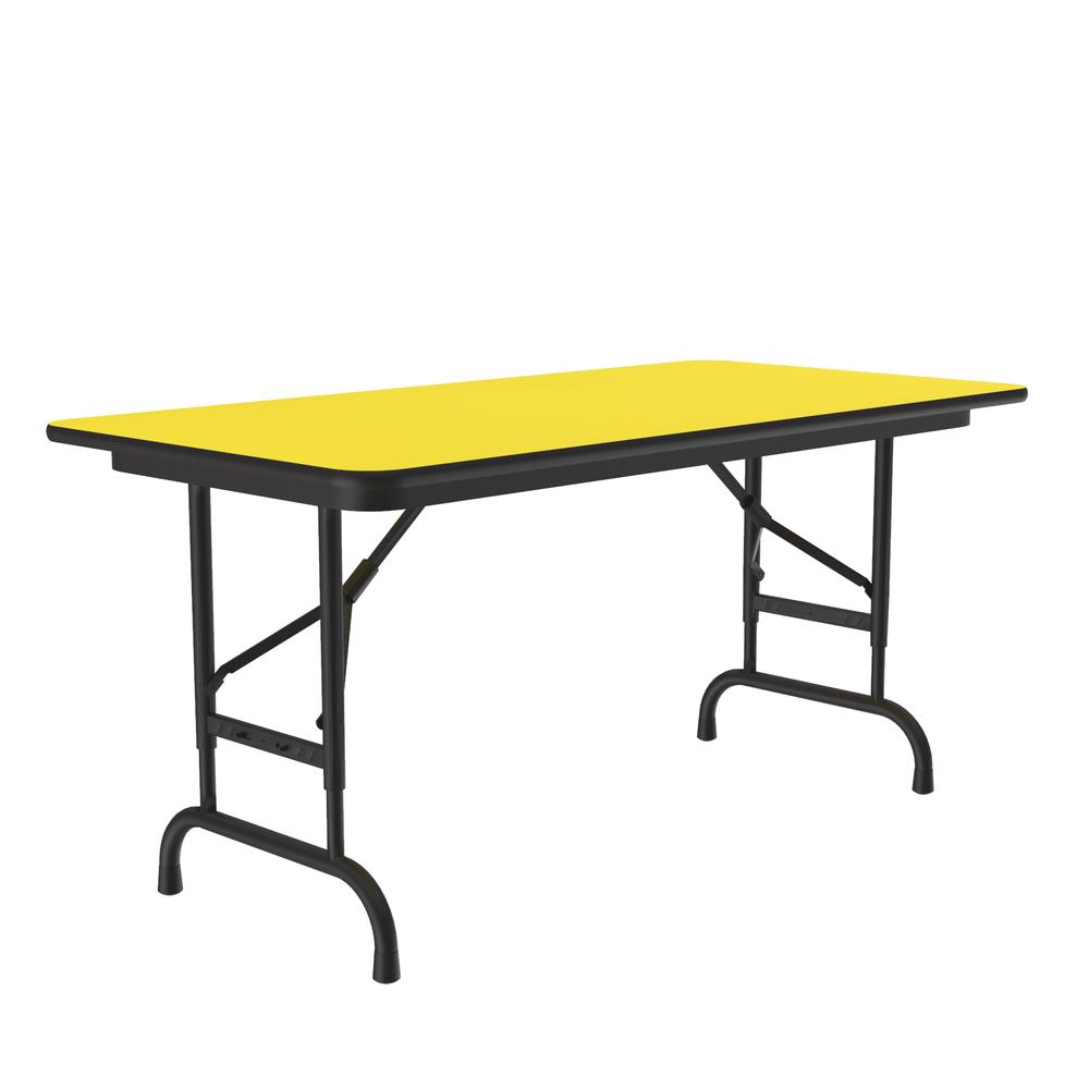Adjustable Height High Pressure Top Folding Table, 24x48" RECTANGULAR YELLOW, BLACK. Picture 7