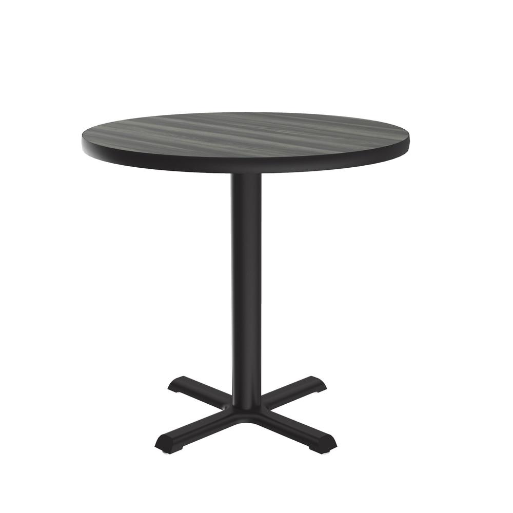 Table Height Deluxe High-Pressure Café and Breakroom Table 42x42" ROUND NEW ENGLAND DRIFTWOOD, BLACK. Picture 1