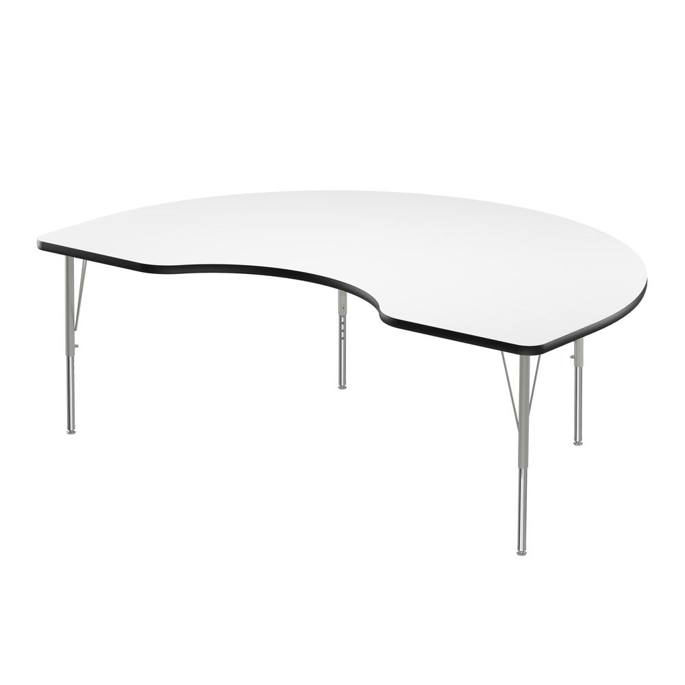 Deluxe High-Pressure Top Activity Tables 48x72" KIDNEY WHITE, SILVER MIST. Picture 1