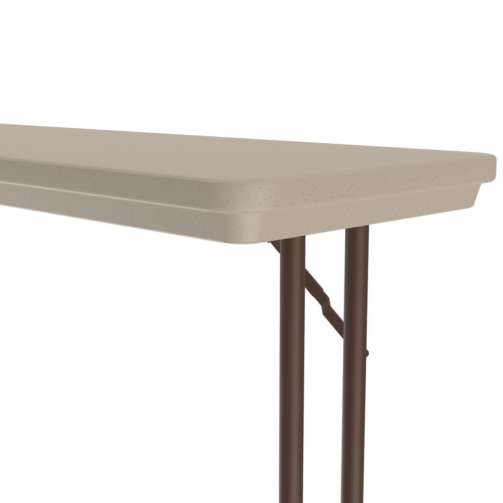 Correctional Facility Tamper-Resistant Commercial Blow-Molded Plastic Folding Tables 18x72" RECTANGULAR, MOCHA GRANITE BROWN. Picture 2