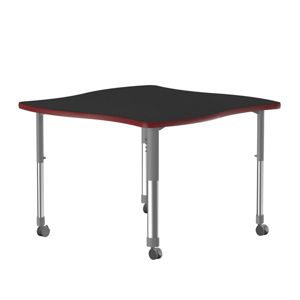 Commercial Lamiante Top Collaborative Desk with Casters 42x42" SWERVE, BLACK GRANITE GRAY/CHROME. Picture 4