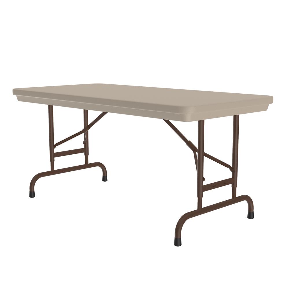 Adjustable Height Commercial Blow-Molded Plastic Folding Table 24x48" RECTANGULAR, MOCHA GRANITE BROWN. Picture 7