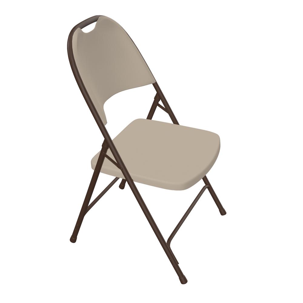 Injection Molded Folding Chair - Mocha Granite, Brown Legs - 1 Each. Picture 1