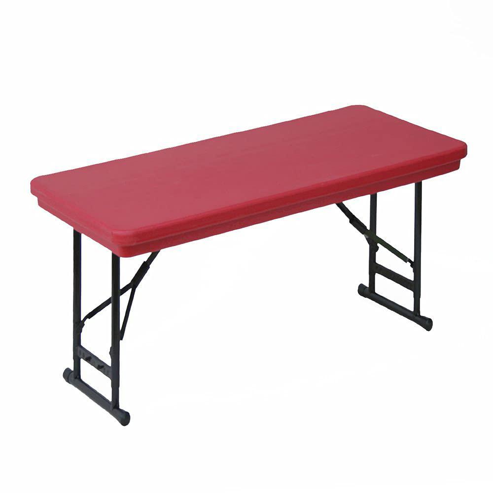 Adjustable Height Commercial Blow-Molded Plastic Folding Table 30x72" RECTANGULAR, RED BLACK. Picture 2