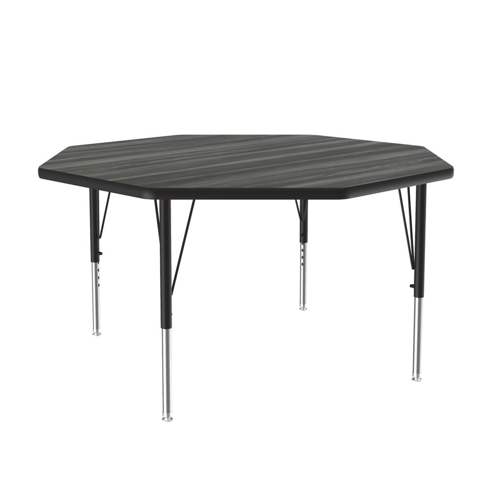 Deluxe High-Pressure Top Activity Tables 48x48", OCTAGONAL, NEW ENGLAND DRIFTWOOD, BLACK/CHROME. Picture 6