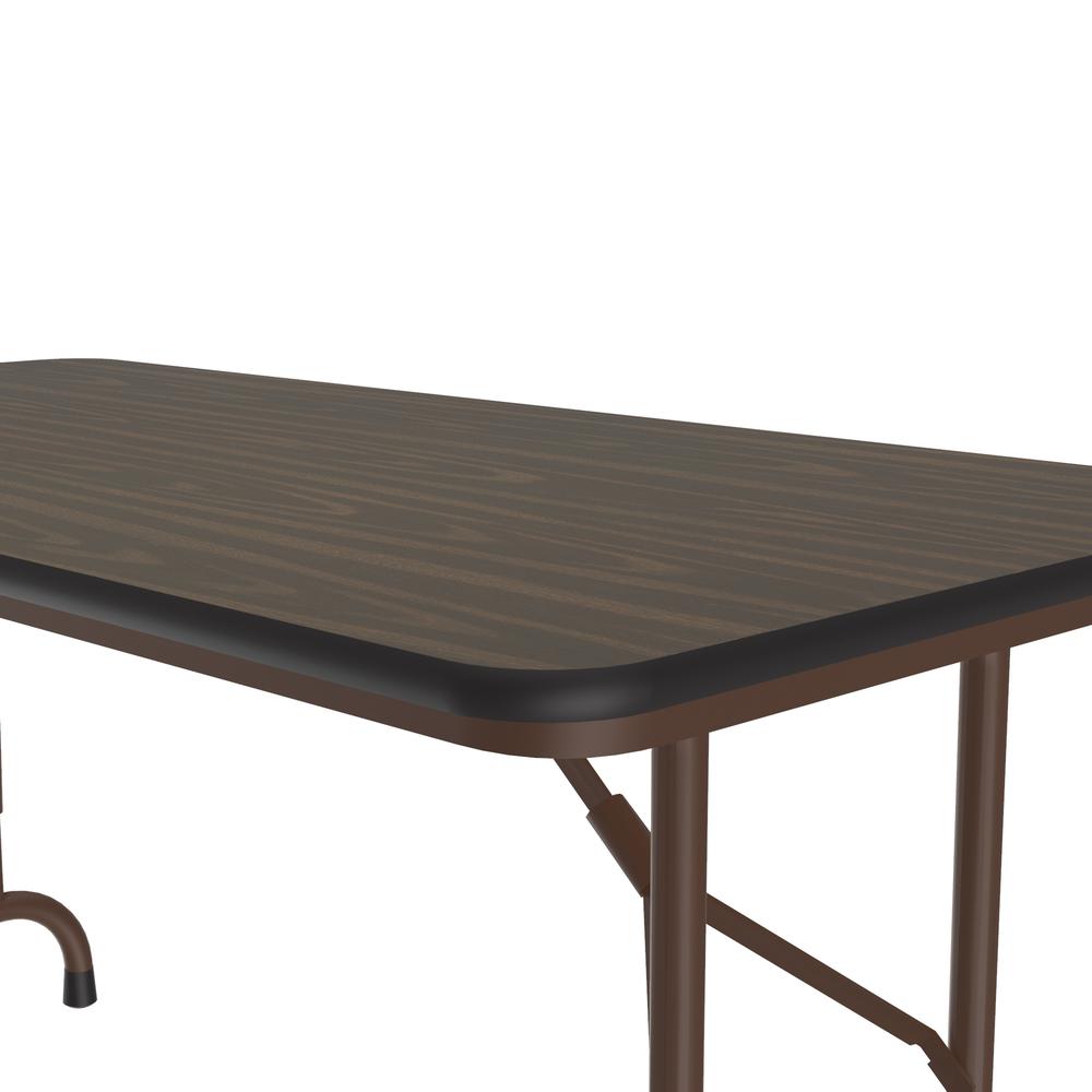 Adjustable Height Econoline Melamine Top Folding Table, 24x48", RECTANGULAR WALNUT BROWN. Picture 3