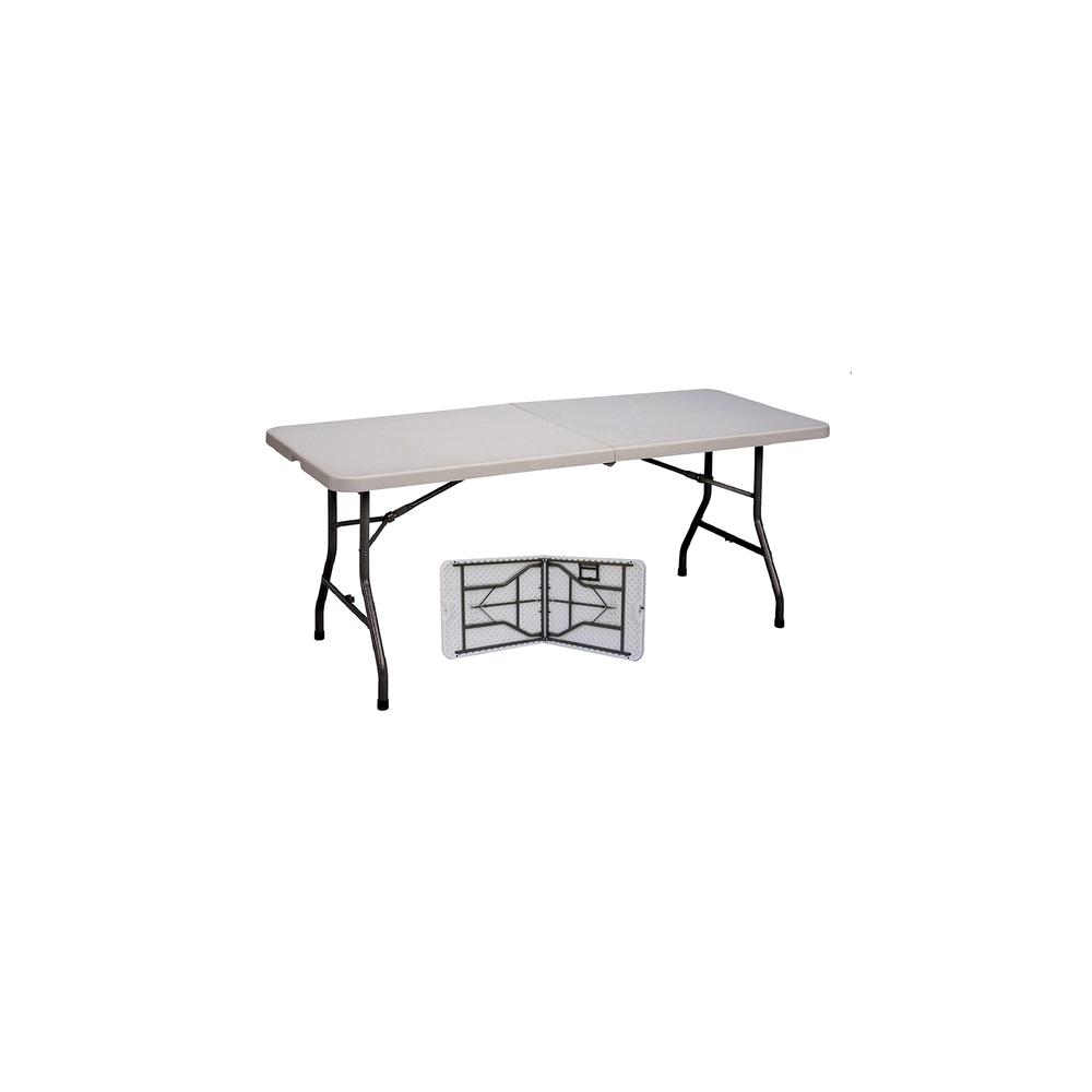 Economy Blow-Molded Plastic Fold in Half Table 30x72" RECTANGULAR GRAY GRANITE, CHARCOAL. Picture 2