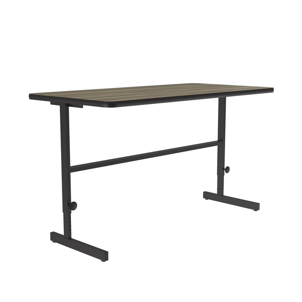 Deluxe High-Pressure Laminate Top Adjustable Standing  Height Work Station, 30x60" RECTANGULAR, COLONIAL HICKORY BLACK. Picture 8