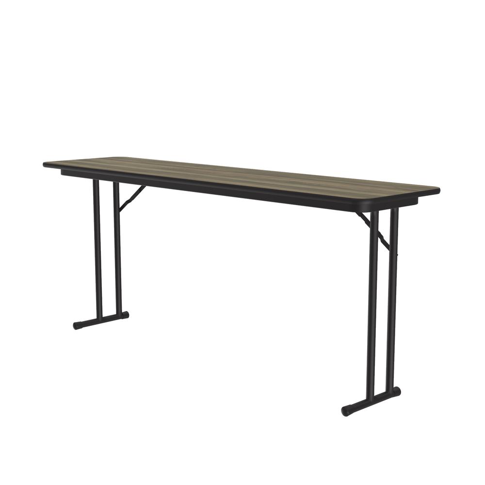 Deluxe High-Pressure Folding Seminar Table with Off-Set Leg, 18x60" RECTANGULAR, COLONIAL HICKORY BLACK. Picture 8