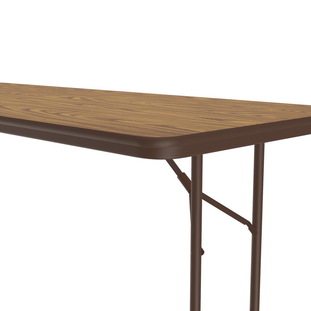 Deluxe High Pressure Top Folding Table, 30x72", RECTANGULAR MED OAK BROWN. Picture 6