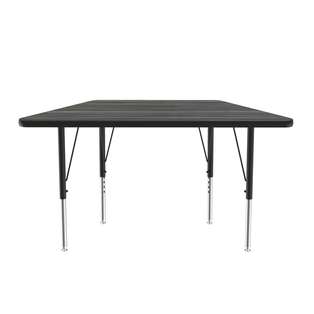 Deluxe High-Pressure Top Activity Tables, 24x48", TRAPEZOID, NEW ENGLAND DRIFTWOOD, BLACK/CHROME. Picture 3