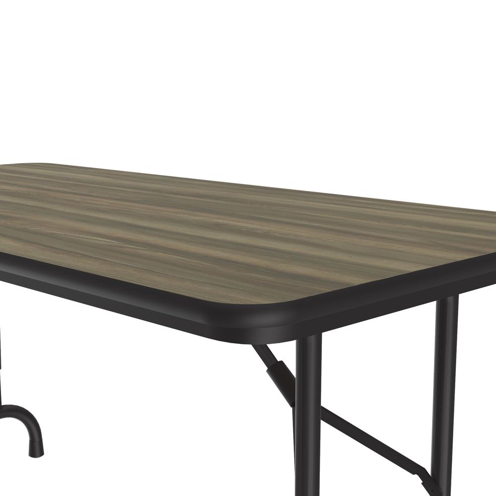 Adjustable Height High Pressure Top Folding Table, 24x48", RECTANGULAR, COLONIAL HICKORY, BLACK. Picture 8