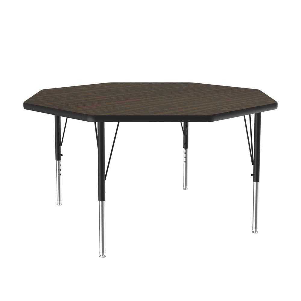Commercial Laminate Top Activity Tables 48x48" OCTAGONAL WALNUT, BLACK/CHROME. Picture 7
