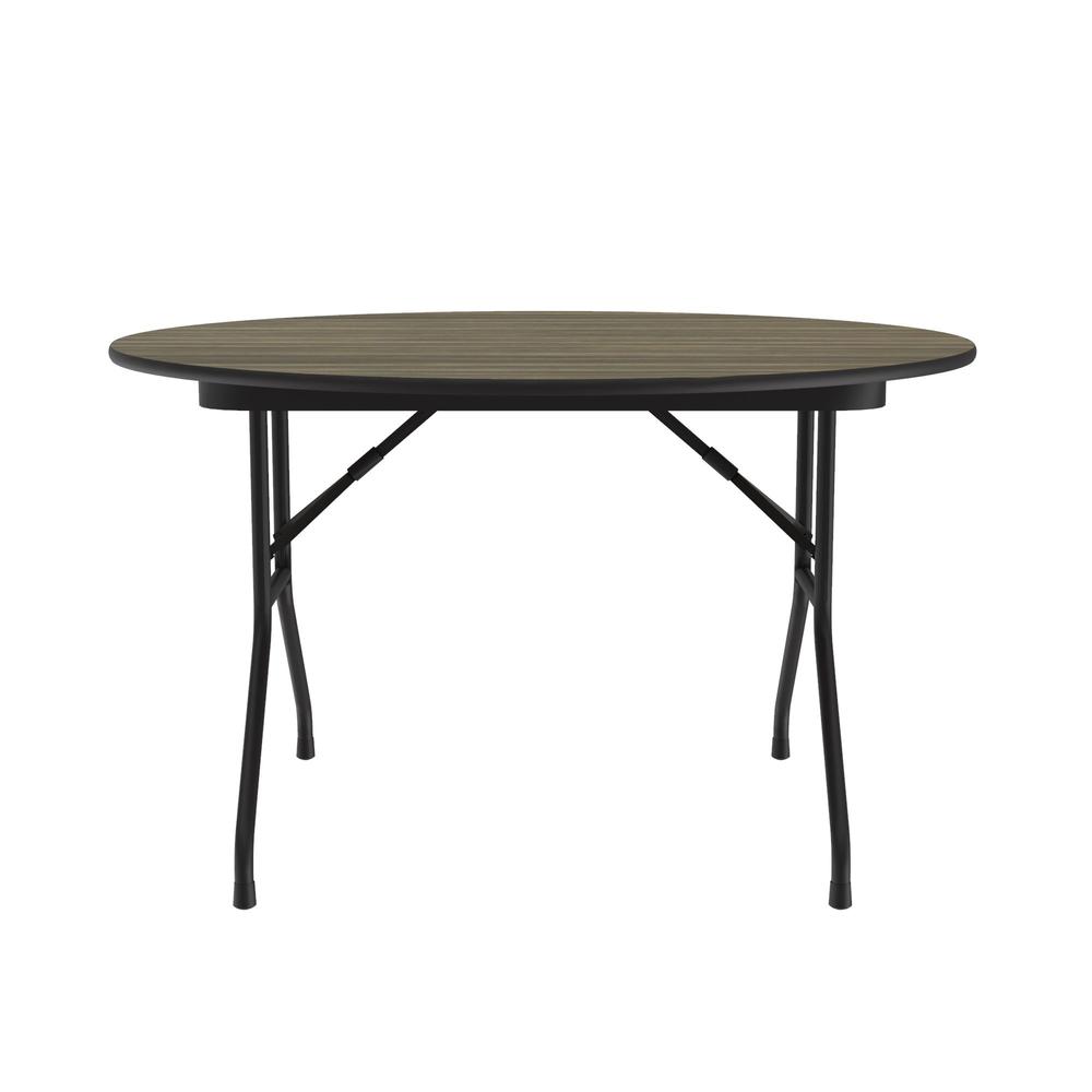 Deluxe High Pressure Top Folding Table, 48x48" ROUND, COLONIAL HICKORY BLACK. Picture 8