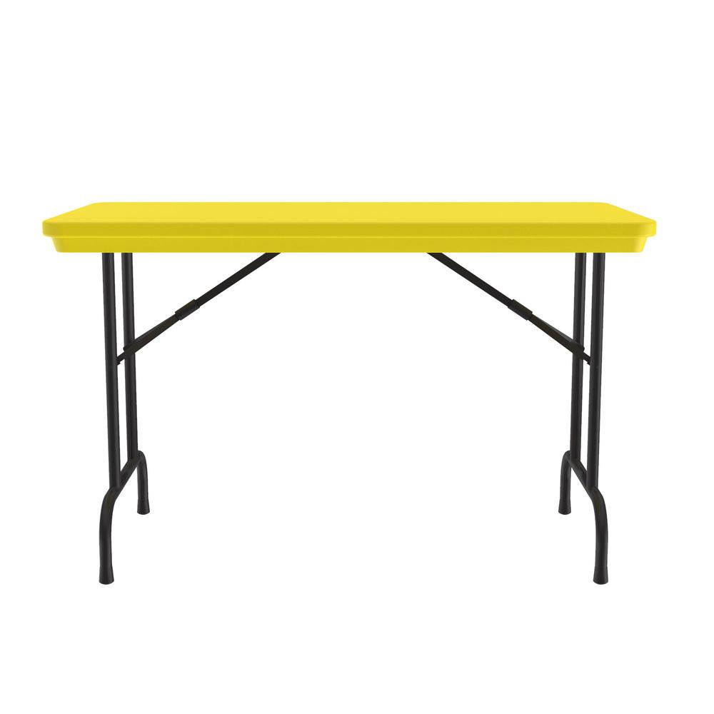Commercial Blow-Molded Plastic Folding Table 24x48", RECTANGULAR, YELLOW BLACK. Picture 2
